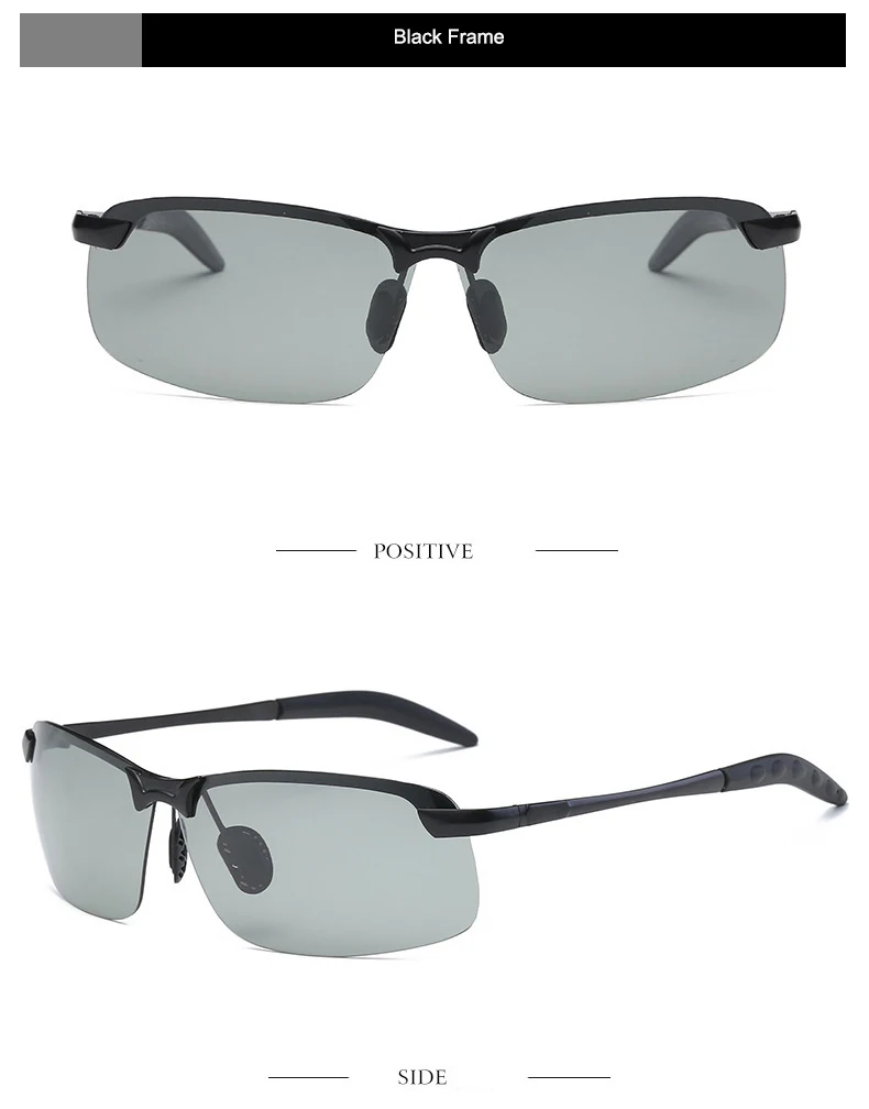 Al-Mg Legierung Photochrome Sonnenbrille Männer Polarisierte Chameleon Gläser Ändern Farbe Sonnenbrille Tag Nacht Vision Fahren Brille SP – Detail 5