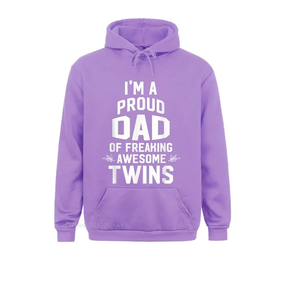 I'm A Proud DAD Of Freaking Awesome Twins Father Hoodie Hoodies Fashionable Simple Style Long Sleeve Men Sweatshirts Clothes