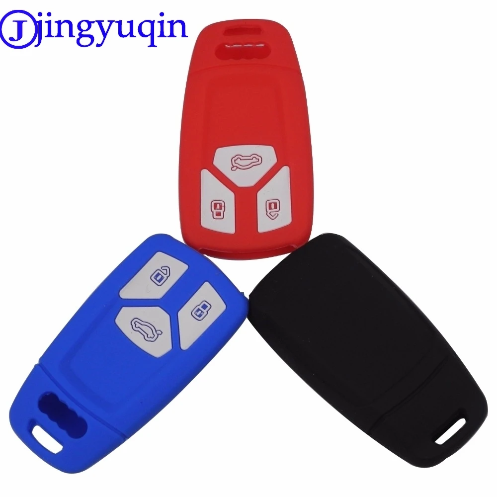 Jingyuqin Remote 3 Tasten Silikon Auto Schlüssel anhänger Abdeckung Fall Shell Halter für Audi A4 Allroad B9 Q5 Q7 TT Tts Keyless 2016 2017