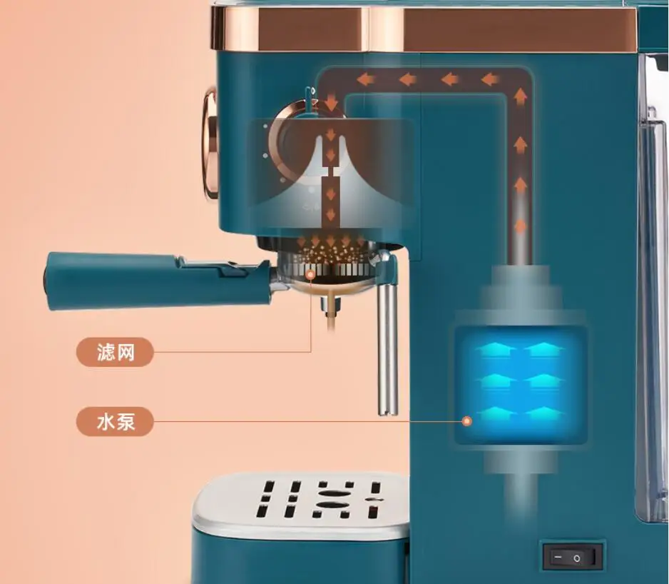 Donlim DL-KF5400อิตาเลี่ยนในครัวเรือนเครื่องชงกาแฟเอสเปรสโซในครัวเรือนกึ่งอัตโนมัติ20bar แรงดันสูง Home Cafe Maker 1.2L