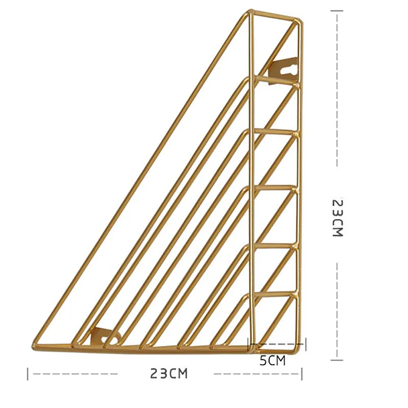 Modern Simple Nordic Style Wall Mounted Book Shelf,Wall Hanging Wrought Iron Triangle Storage Rack Floating Book Display Rack