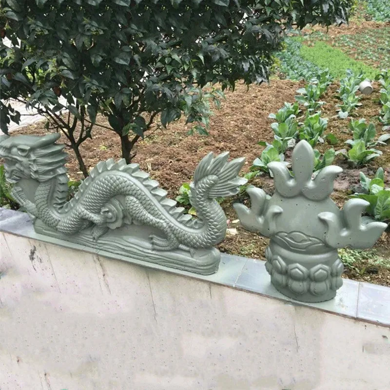 

Summer Breeze Plastic Statue Mold, Chinese Dragon with a Fire Pearl Sculpture Mould, Vivid Gardening Tool, 90cm/ 35.4in Length