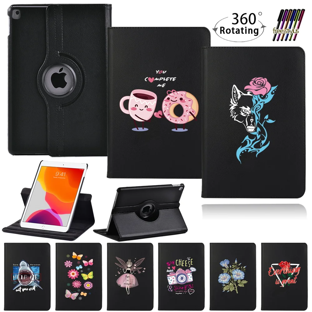 

For IPad IPad 10.2 8th Gen/7th Gen 2019/5th Gen/6th Gen Case 360 Rotation Smart PU Case for IPad 2 3 4/Mini 4 5 Cover