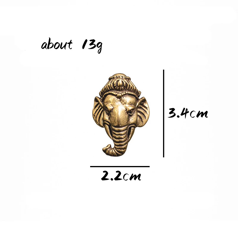 Solid Brass Animal Head Design Leather Bag Wallet Button Rivet with Screws Elephant God Belt Buckle Decor DIY Hardware Accessory