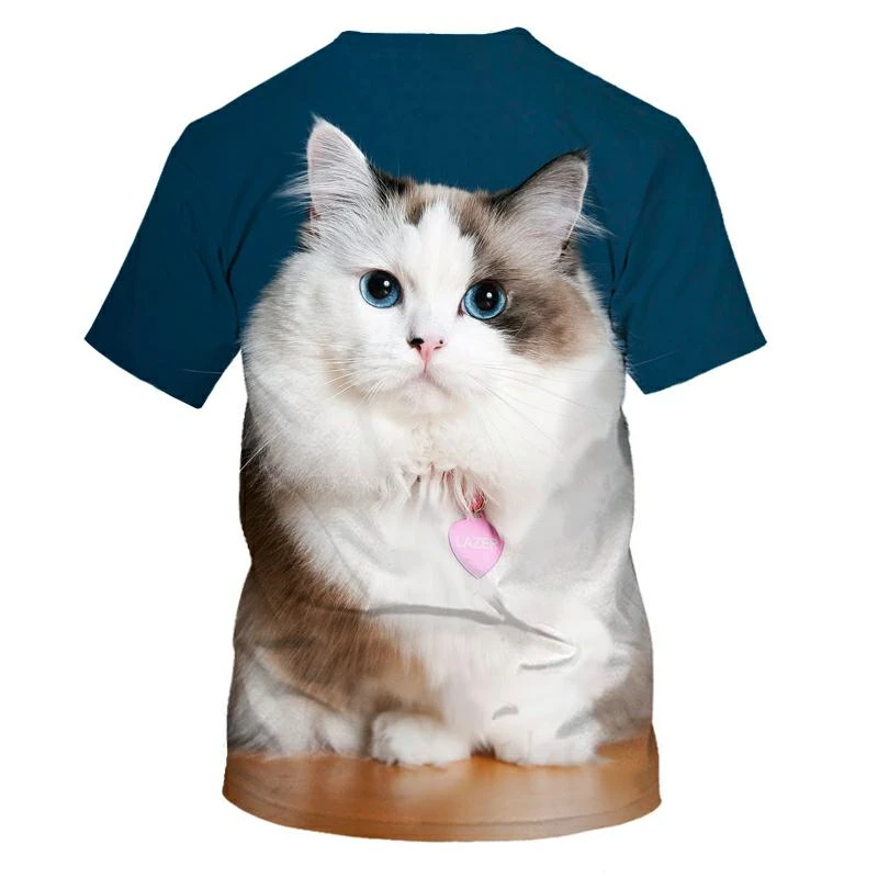 Cute Cat 3D Pet Print T-Shirt For Male And Female Couples Harajuku Pop Animal Round Neck jacket 100-6XL