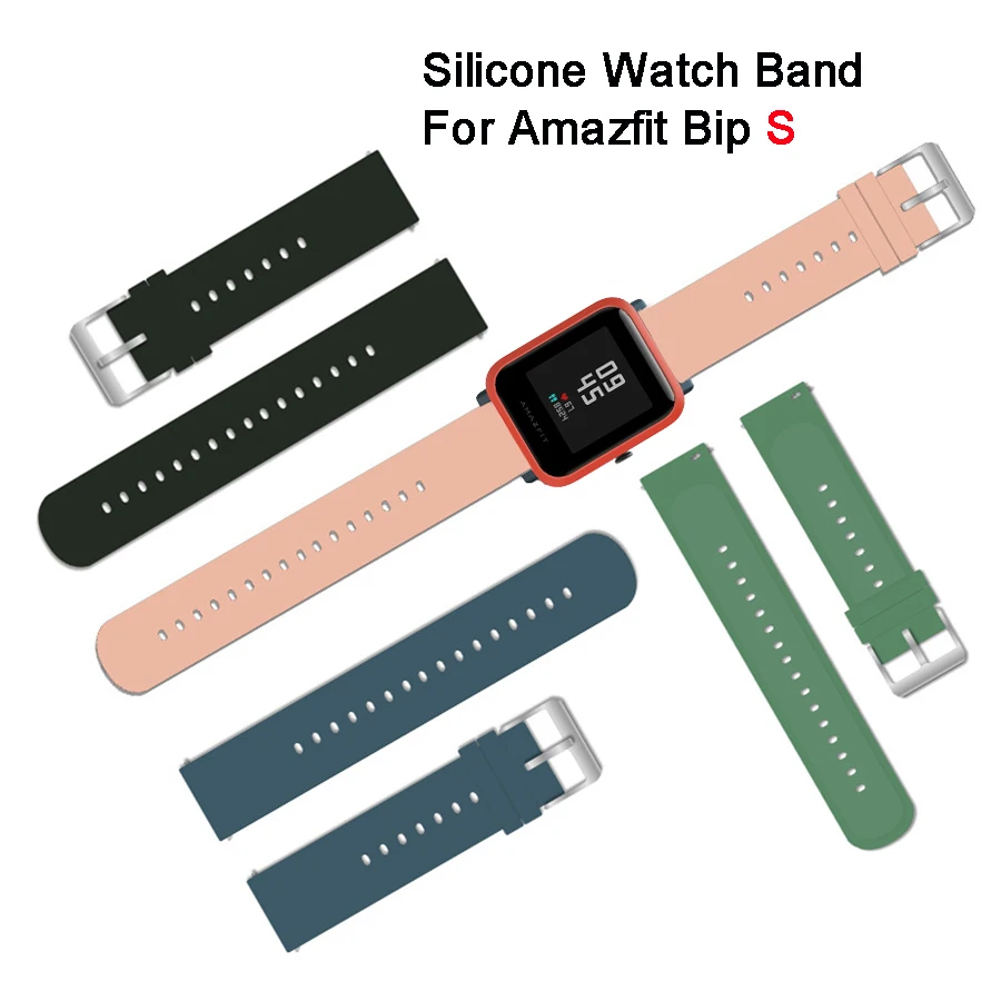 20mm Watch Band For Amazfit Bip S Strap Silicone Wristband Bracelet for Huami Amazfit GTS/Bip Lite/Bip 1S/Bip 2/GTR 42mm