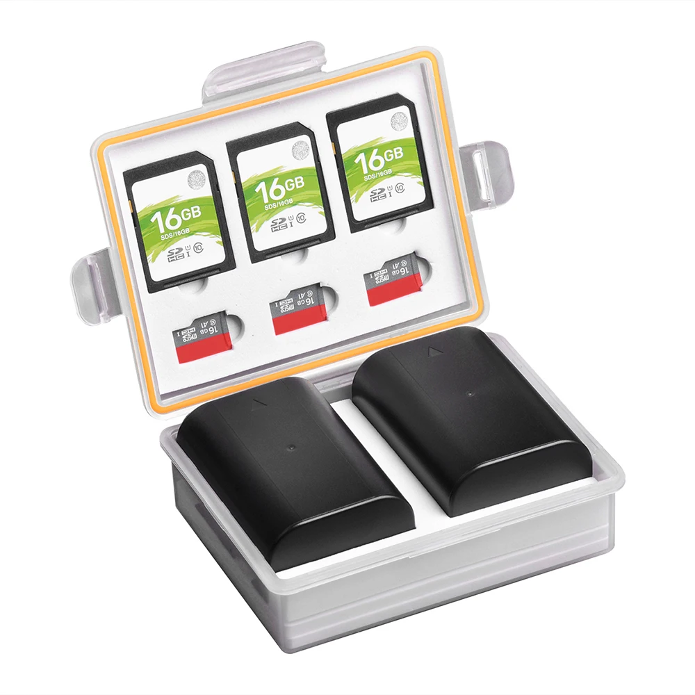 Kamera pojemnik do przechowywania baterii SD karta pamięci TF etui do Sony NP-FZ100 NP-FM50 Canon LP-E6 BP-511 Nikon EN-EL15 EN-EL3E baterie