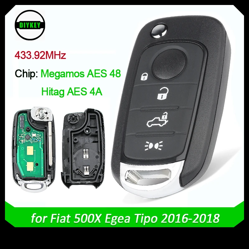 

DIYKEY Remote Key Fob 433.92Mhz MQB 48 for Fiat 500X Egea Tipo 2016-2018 I6FA Model Megamos AES / ID48 Hitag AES / 4A Chip