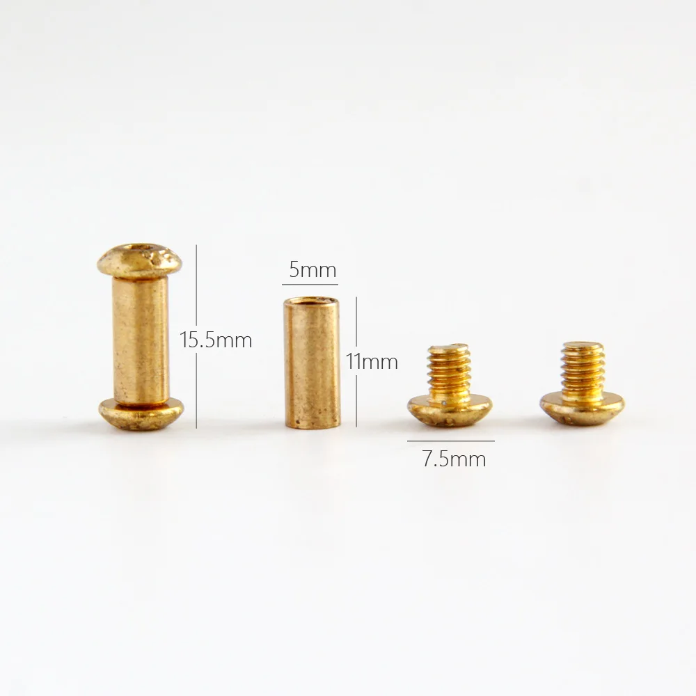 2Pcs ทองเหลือง Fastener DIY มีดจับ Pin สกรู Nut Rivet หกเหลี่ยมซ็อกเก็ตปุ่มหัวหมวกสกรู