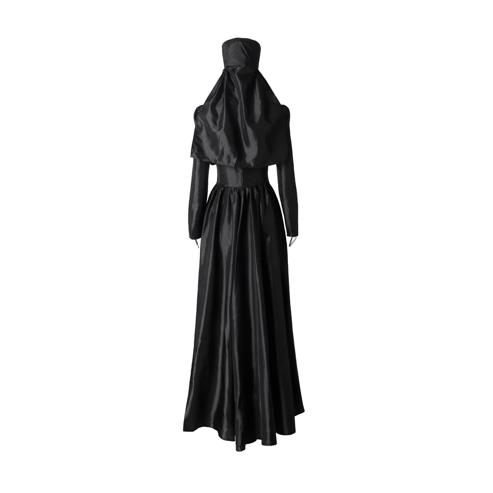 Disfraz de Beneviento de Game Village para mujer, conjunto de vestidos negros, trajes de baile de fantasía para Halloween