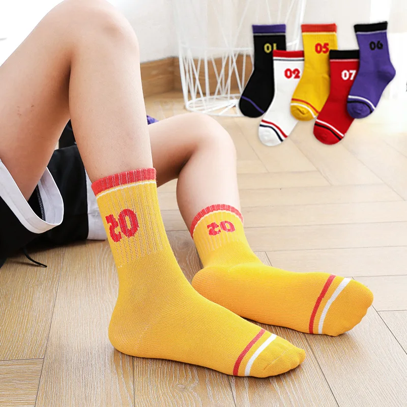 5 Pair/Lot Autumn Winter Warm Children's Socks Cute Cartoon  Soft Cotton Sock Fashion Stripe Student Sport Socks for Kids