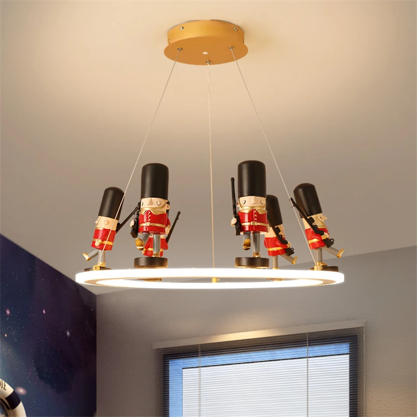 Nordic Soldier Puppy Cartoon Ceiling Lights Boy Bedroom LED Eye Protection Lamp Children's Room Study Decoration Ceiling Lamps