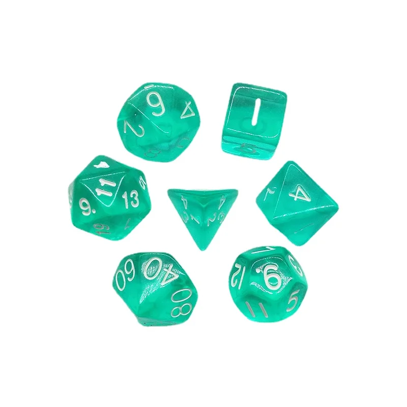 Juego de dados transparentes de varios lados, juego de mesa, dados digitales sin comprimir, dados creativos de 16mm, 7 piezas por juego