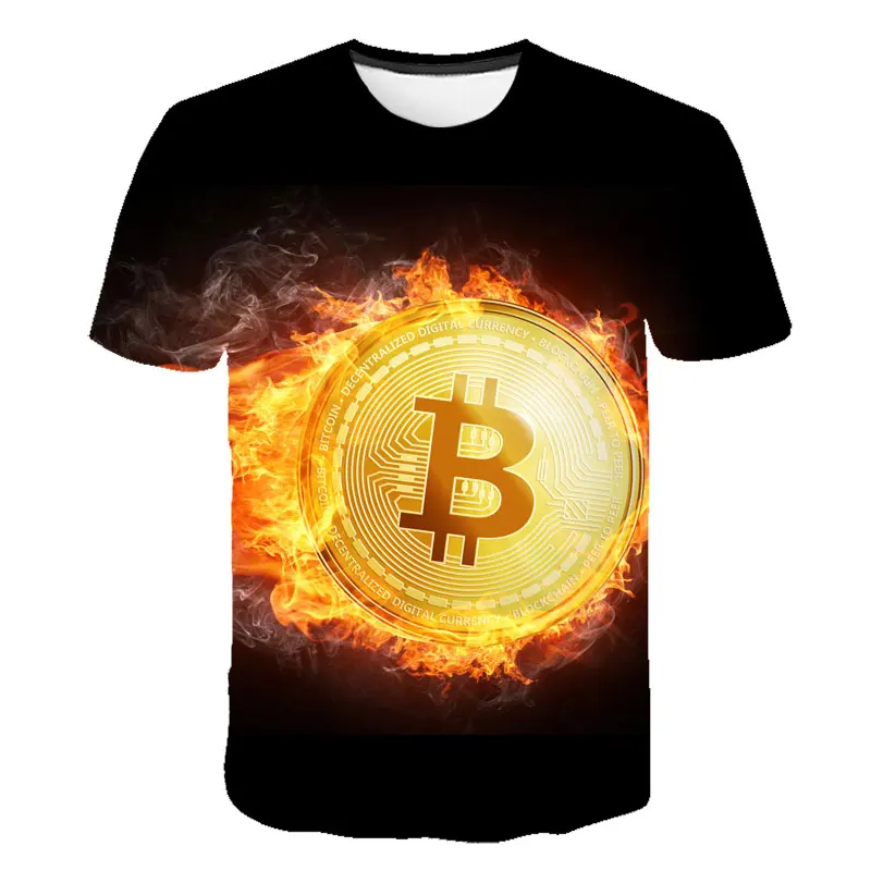 2020 Bitcoin cross-border Casual Streetwear new men's O-neck 3D print men's short-sleeved top tee Breathable oversized T shirt