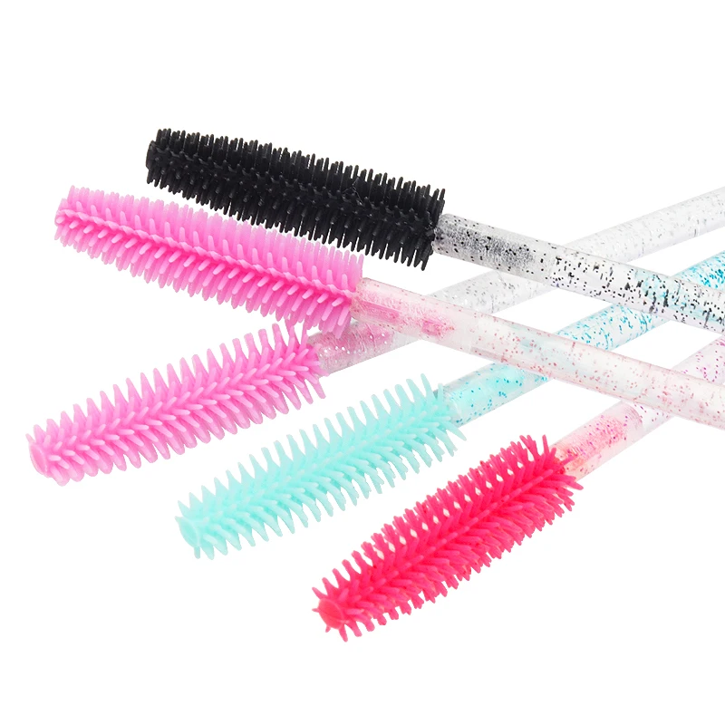 Applicateur de mascara en cristal de silicone pour femmes, brosses à cils en diamant de poulet, peigne, outils de brosse de maquillage de beauté, 50 pièces