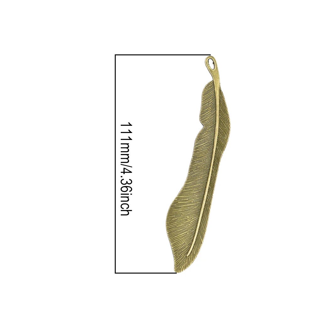 10pcs bronze victorian simple alloy metal 4.4inch blank beading 3D feather bookmark and nylon tassel