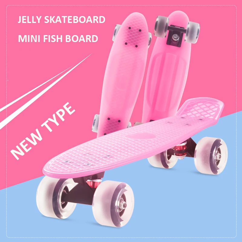 Jelly Pink-monopatín antideslizante para hombre, patineta Retro de 57x15cm, ruedas de PVC, plataforma PP, Mini Cruiser Penny, Longboard Pastel