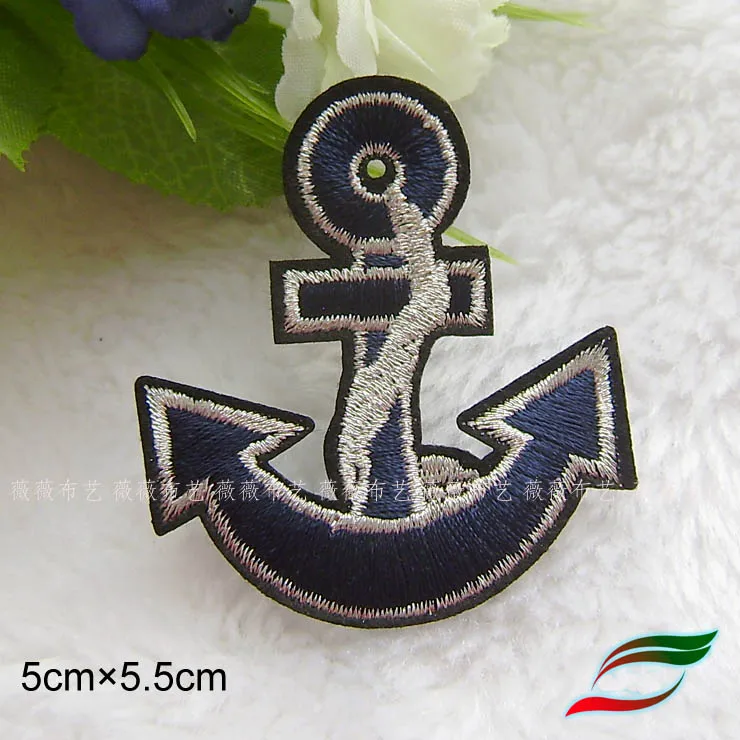 Sea Anchor Ocean Wind Embroidery Adhesive Badge Cloth Sticker A408 Clothes Sticker Patch  Badge   Curtain Bed Decoration