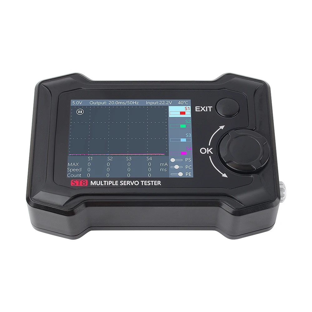 2019 New ToolkitRC ST8 2.4 TFT 7-28V 8-Channel Servo Integrated Tester 4 Independent Interface Signal Test