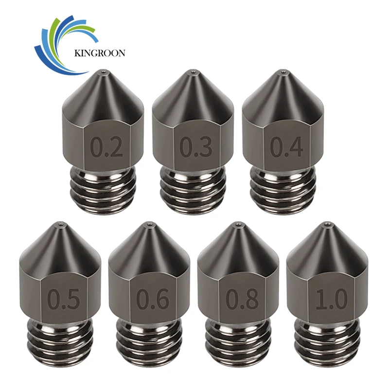 KINGROON MK8 Nozzle Hard Steel Nozzles 3D Printer Hotend Extruder Hard steel Nozzles 0.2-1mm for 1.75mm Filament 3D Printer Part