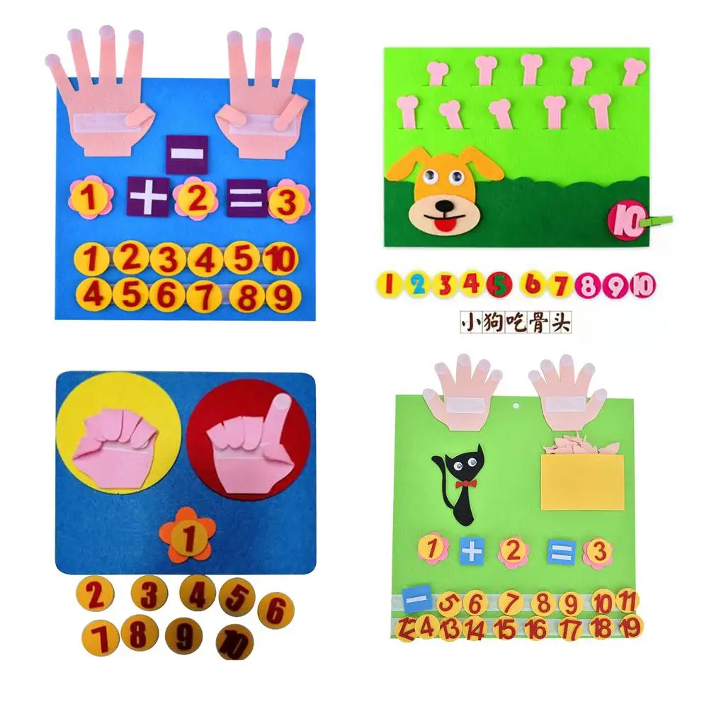 Kids Montessori Materials Wool Handmade Math Toys Finger Number Counting Educational Toys Children Digital Teaching Aid