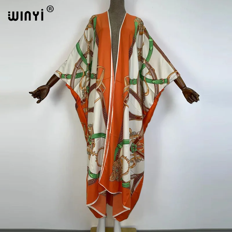 

WINYI 2022 Middle East kimono Women Cardigan stitch kimono Cocktail sexcy Boho Maxi African Holiday Batwing Sleeve Silk Robe