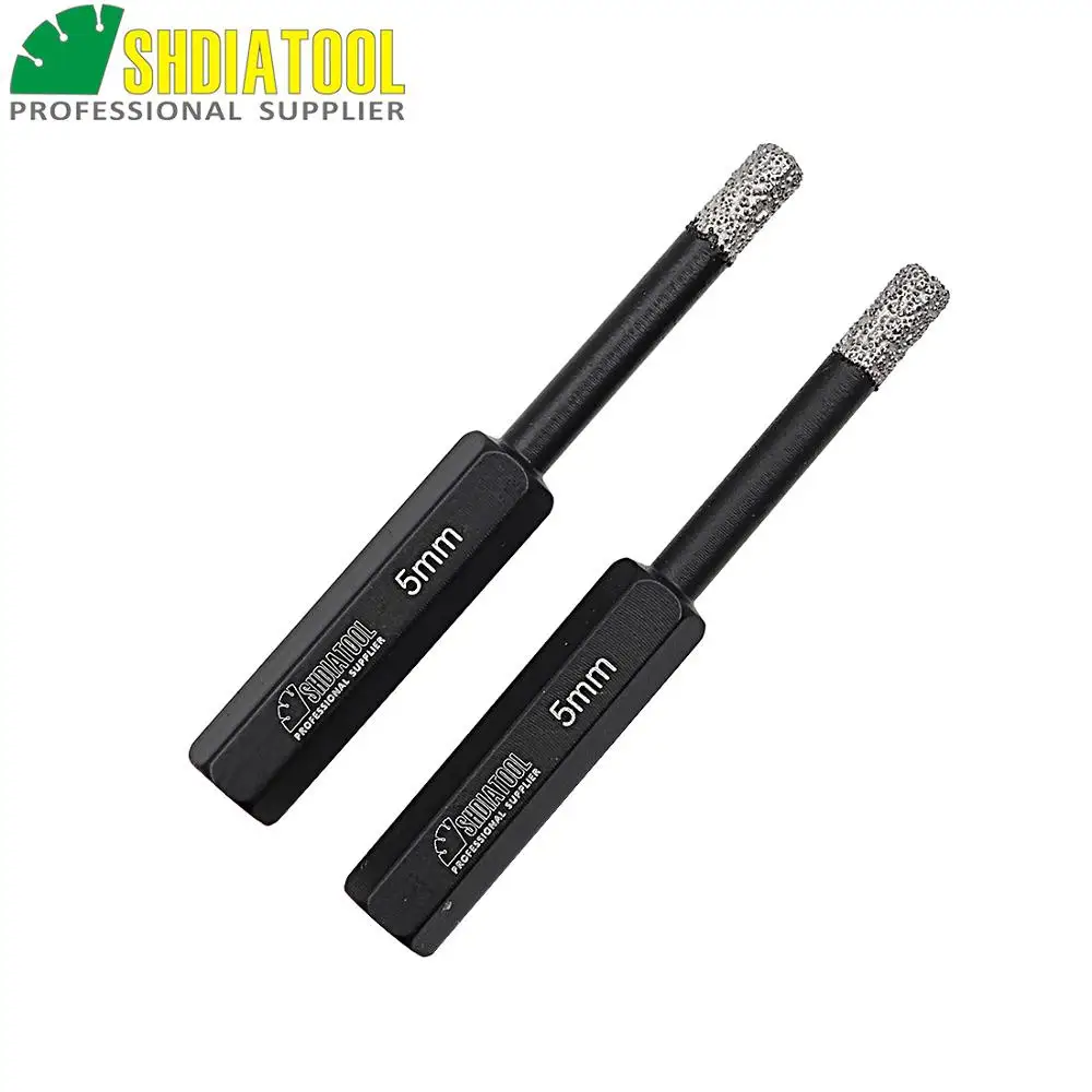 

SHDIATOOL Dia 5mm Vaccum Brazed Diamond drilling bits porcelain/tile,Masonry Drill bits Hex Shank hole saw