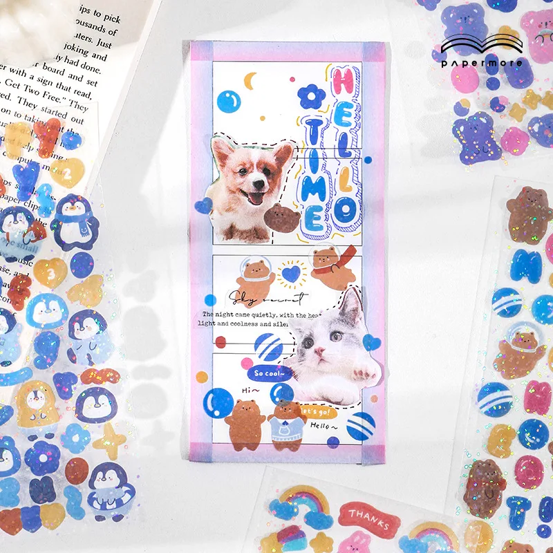 Lovely Penguin Koala Stickers PET Scrapbooking Decorative Sticker DIY For Diary Album Stick Label Kawaii Stationery