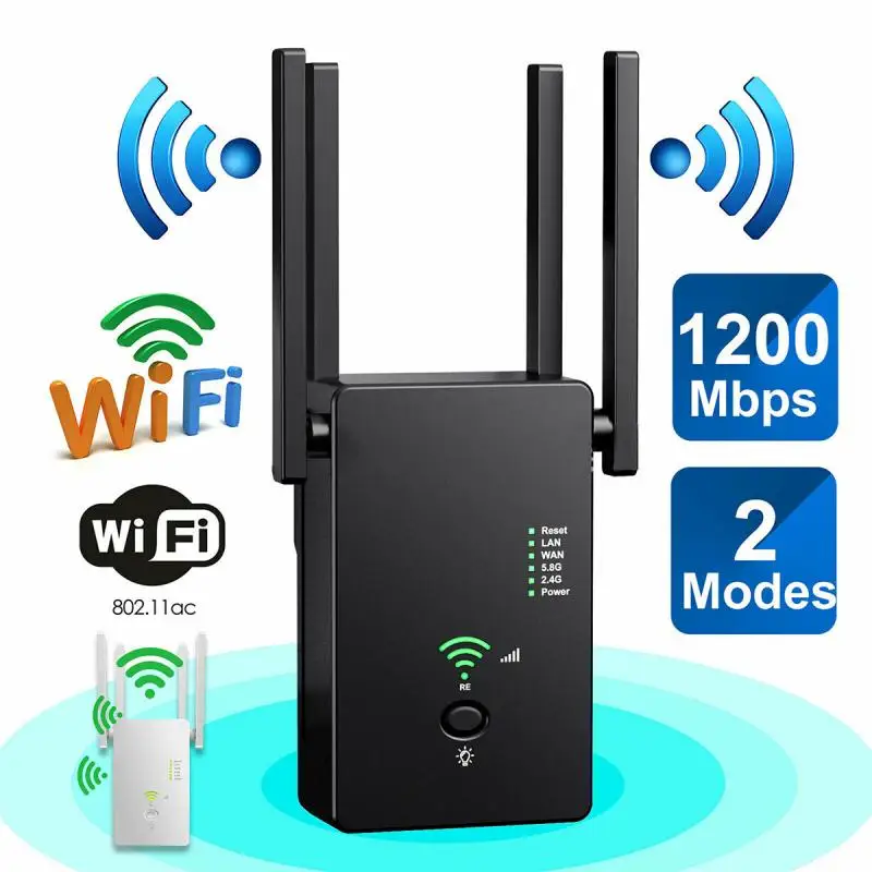 AC11 Gigabit Dual-Band AC1200 Wireless Router Wifi Repeater With 4 High Gain Antennas Wider Coverage Wireless Security Easy Inst