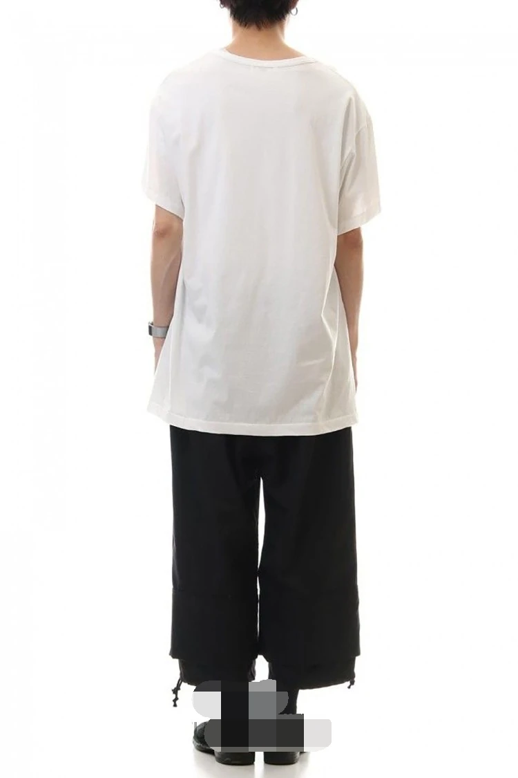 Men's new spring trouser leg splicing false two layer drawstring design ultra loose wide leg straight pants