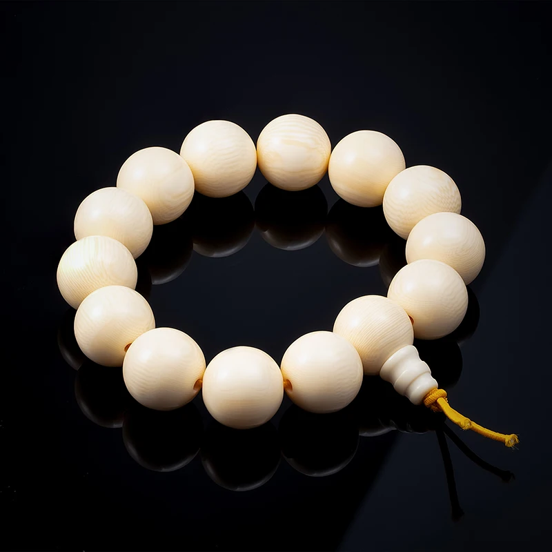 Natural Resin Elastic Bracelets Bangles Ivory White Buddhist Meditation Buddha Beads Bracelet for Men Classic Jewelry Gift