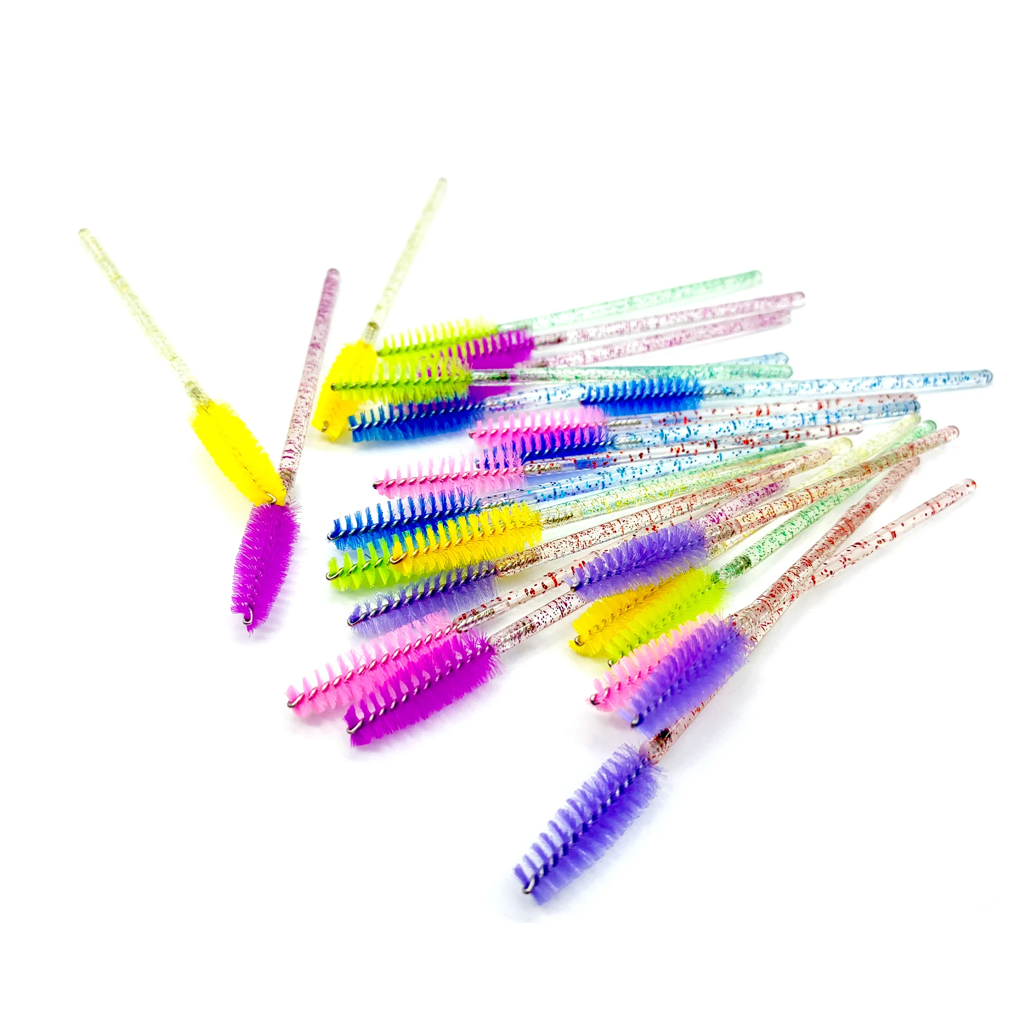 Good Quality Disposable 25/50 Pcs/Pack Crystal Eyelash Makeup Brush Diamond Handle Mascara Wands Eyelash Extension Tool