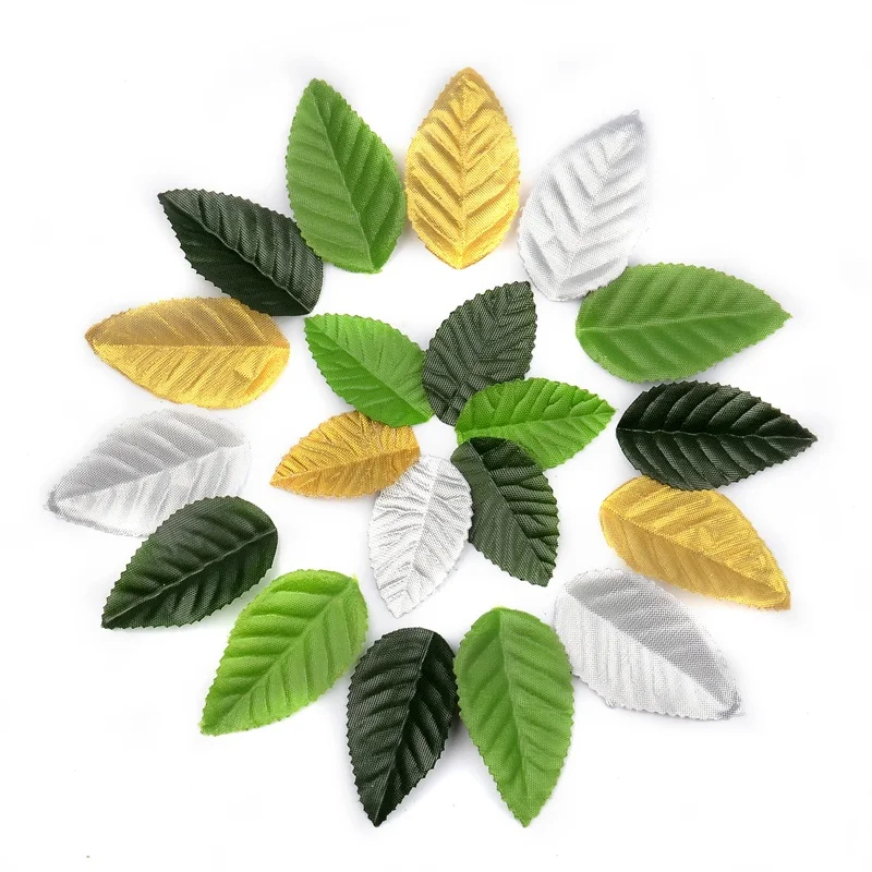 200pcs Green Artificial Leaves For Wedding Decoration Garland Rose Leaf Decorative scrapbooking Craft Fake Flowers Accessories