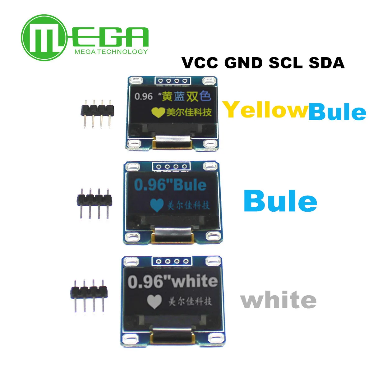 

5 шт., 4-контактный светодиодный модуль 0,96 дюйма, 0,96x64, для Arduino IIC I2C Communicate VCC GND SCL SDA