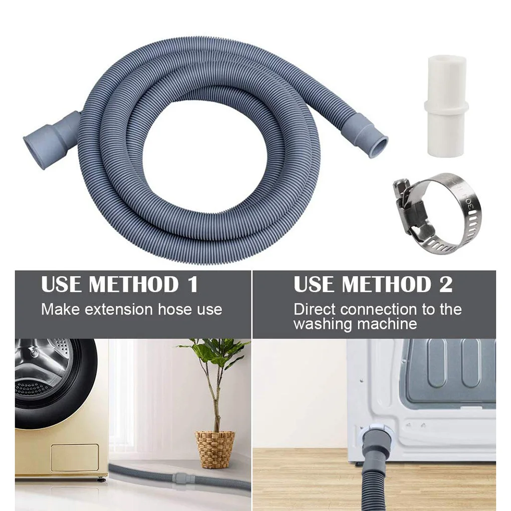 2m Washing Machine Dishwasher Drain Waste Hose Waste Water Outlet Expel Soft Tube PP plastic Stretchable Drain Flexible Hose