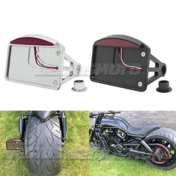 Motorcycle License Plate LED Tail Light Horizontal Side Mount Bracket Holder For Harley Bobber Chopper Custom Touring Universal