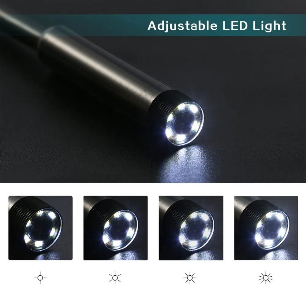 LESHP 6LED 1/1.5/2/3.5/5M 5.5mm Lens Endoscope Waterproof IP67 Inspection Borescope for Android PC Mini Camera 6 LED Light USB
