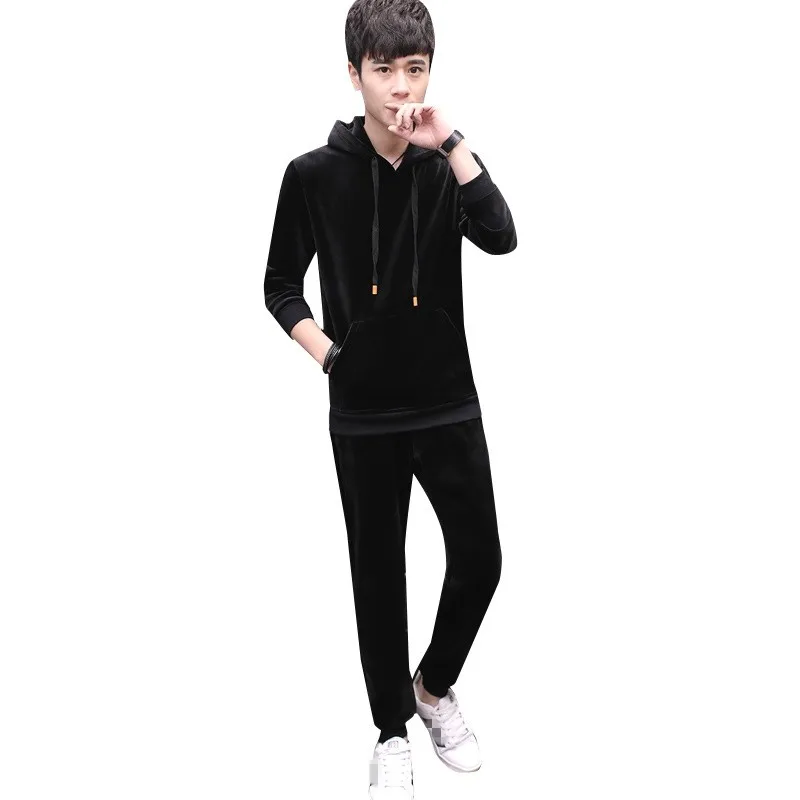 Winter Mens Fleece Lining Joggers Sweatshirt Set Casual Hoodies Tracksuit Velvet Couple Two Pieces Long Pants Sets Big Size 3XL