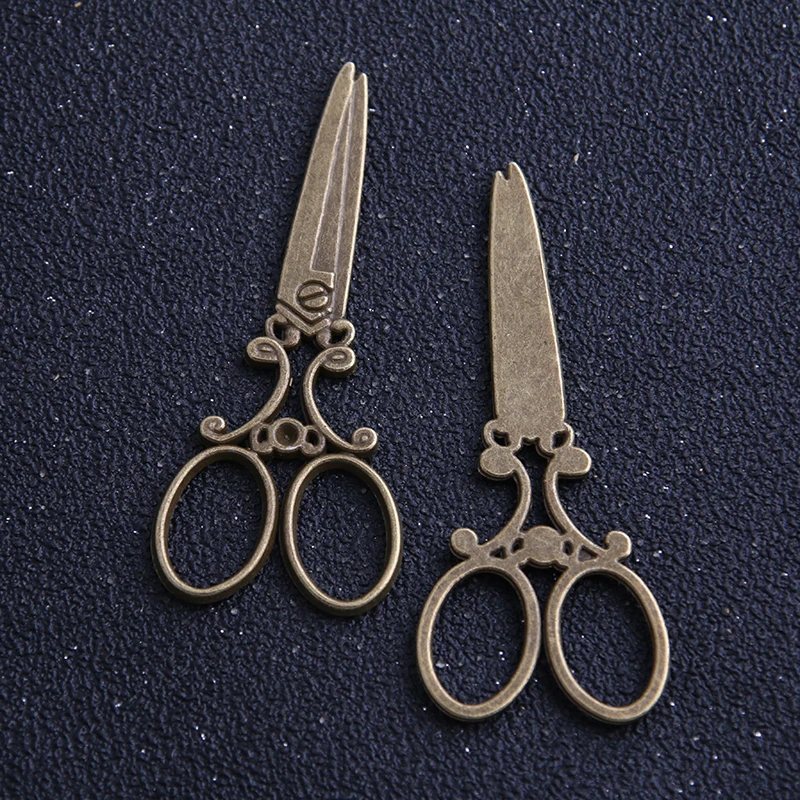 6pcs/lot 25*60mm Two color Antique Metal Alloy Big Scissors Charm Pendants Jewelry Charms