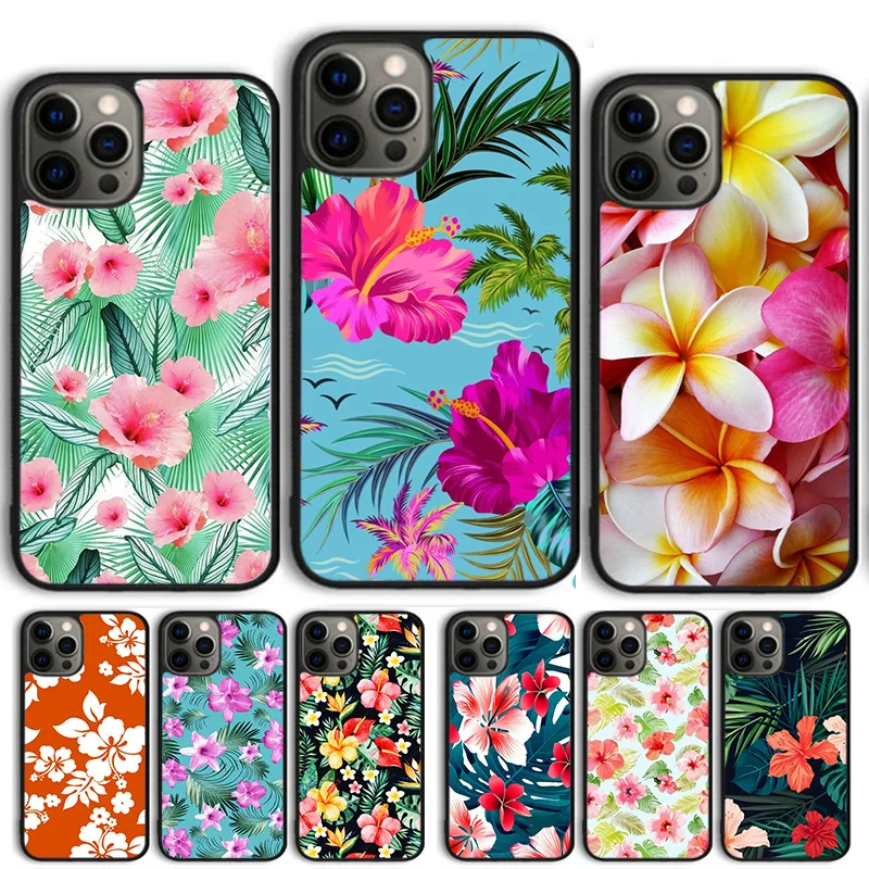 Funda de teléfono con flores Hawaianas, carcasa trasera para iPhone 15, 14, 13, 11, 12 Pro Max, mini, XS Max, XR, X, SE2020, 7, 8 Plus