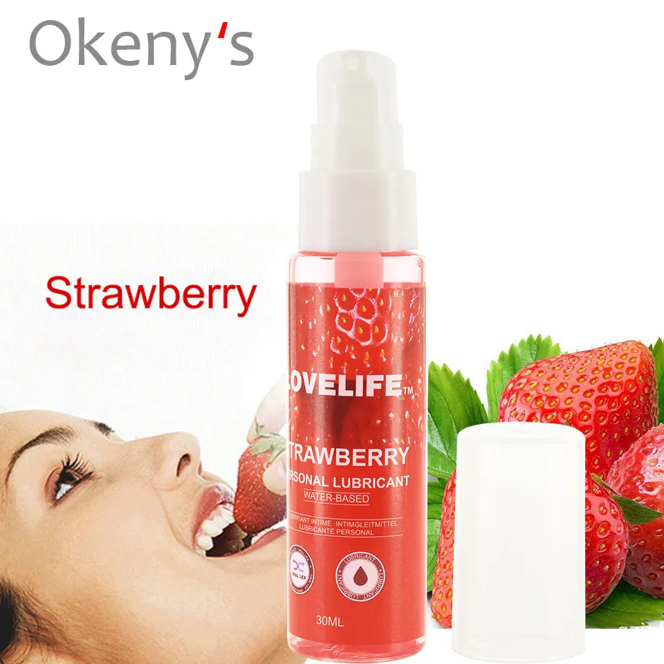 30ml Strawberry Flavor Edible Lubricant for Anal Vaginal Oral Sex Silicone Lubricating Oil Adult Sex Products Body Massage Gel