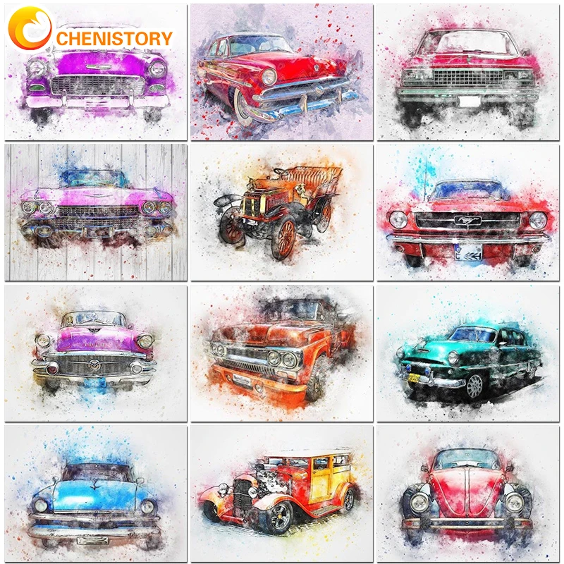 

CHENISTORY DIY Painting By Numbers Car Abstract Acrylic Painting Modern Pictures Coloring Paint By Numbers Home Decor For Gift