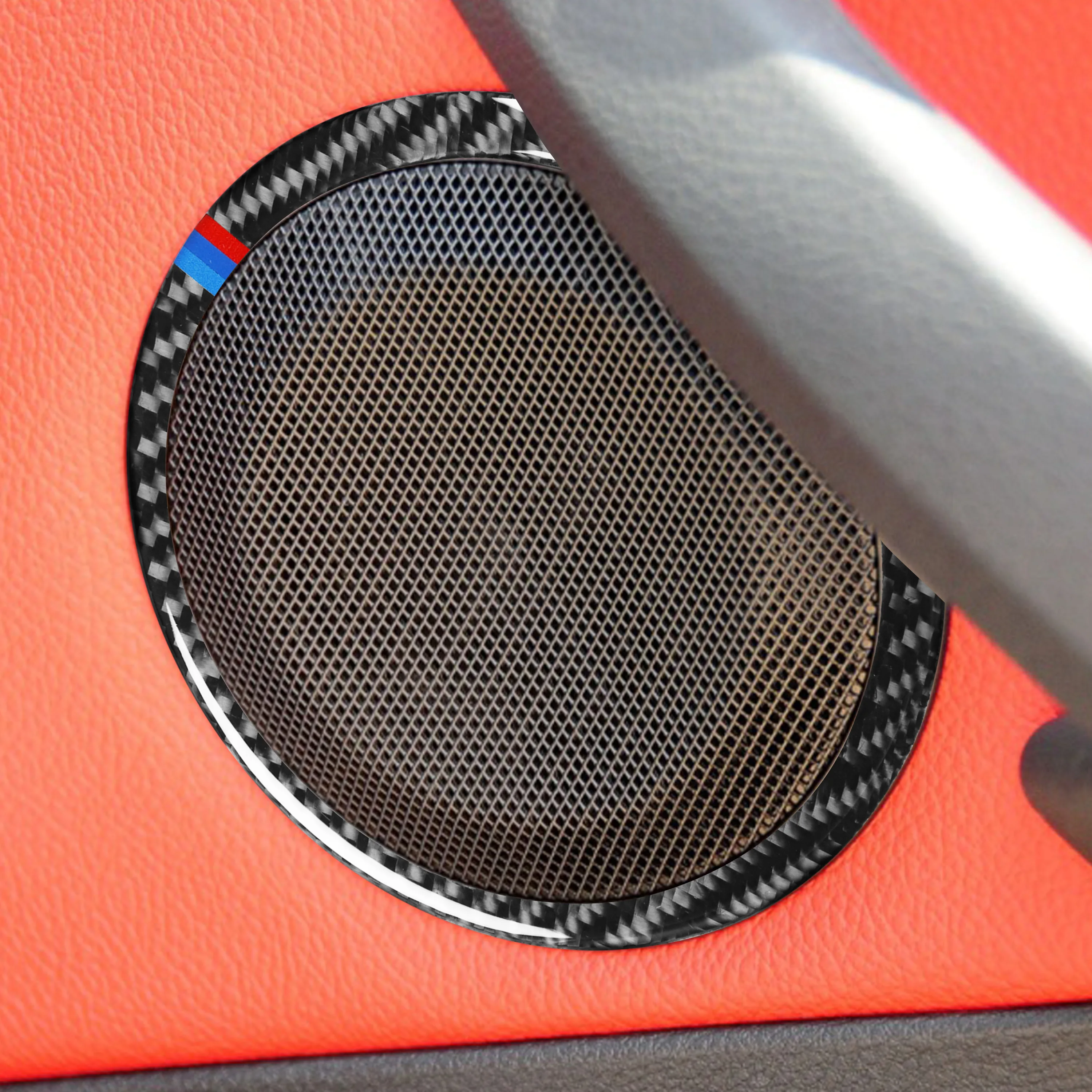 

Genuine Carbon Fiber Car Door Speaker Ring Decoration Cover Trim Styling Sticker For BMW E84 X1(2011-2015)