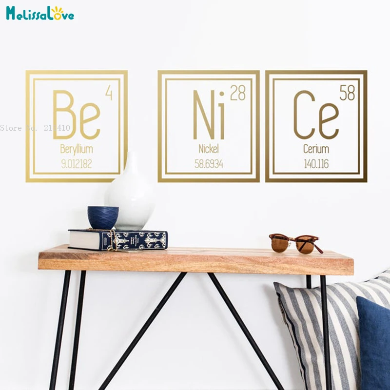 Chemistry Periodic Table Wall Decals Be Nice Teacher Sticker School Classroom Decor Quote Self-adhesive Murals YT5098