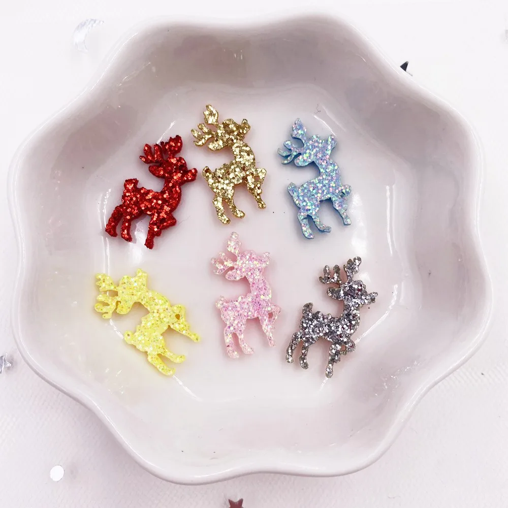 Filcowa tkanina brokatowa błyskotka Mini akcesoria w kształcie jelenia naszywka do szycia DIY świąteczna spinka do włosów akcesoria Craft XE42
