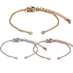 5pcs/lot Stainless Steel Bracelet Jewelry Making Supplies Adjustable Cuban with Extension Connectors Charm Bracelets Wholesale