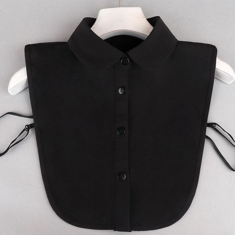 2021 New Brand Stylish Pure Solid Ladies Shirt Vintage Fake Collars Causal Detachable Collar Black White Clothes Accessories