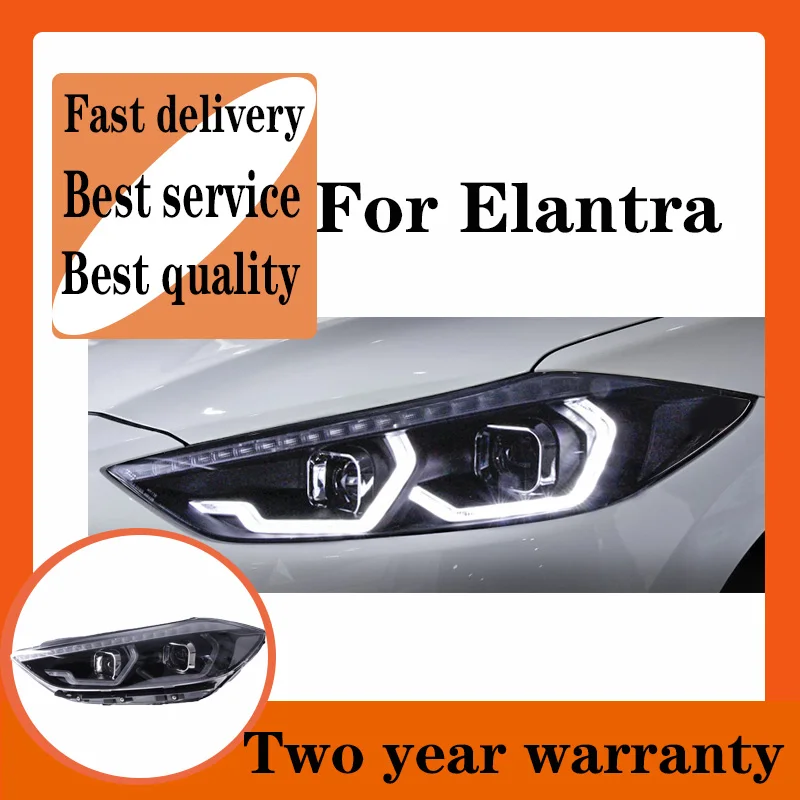 For 2016-2019 Hyundai Elantra Headlights LED headlight LED DRL+turn signal Bi Xenon Lens High Low Beam