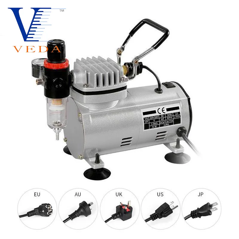 AC-18 Series Power Tools Portable Airbrush Spray Mini Air Compressor Professional Gravity Feed Dual-Action Piston Air Compressor