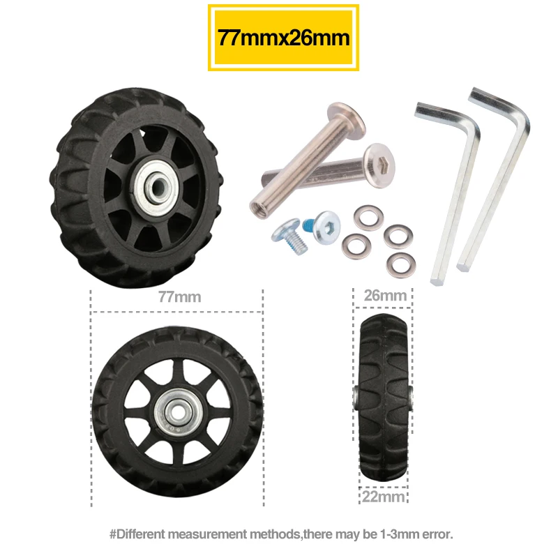 2 replacement wheels for luggage, 77 mm diameter repair wheels, luxury axles, practical, brand new, silent wheel replacement